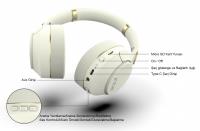 INCA Ibk-503b Kablosuz 5.3 Bluetooth Hafıza Kart Destekli Kulak Üstü Kulaklık Bej BEYAZ - 4
